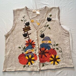 Vintage Bobbie Brooks Women’s Fall Cute Cartoon Design Sweater Vest Size 18/20